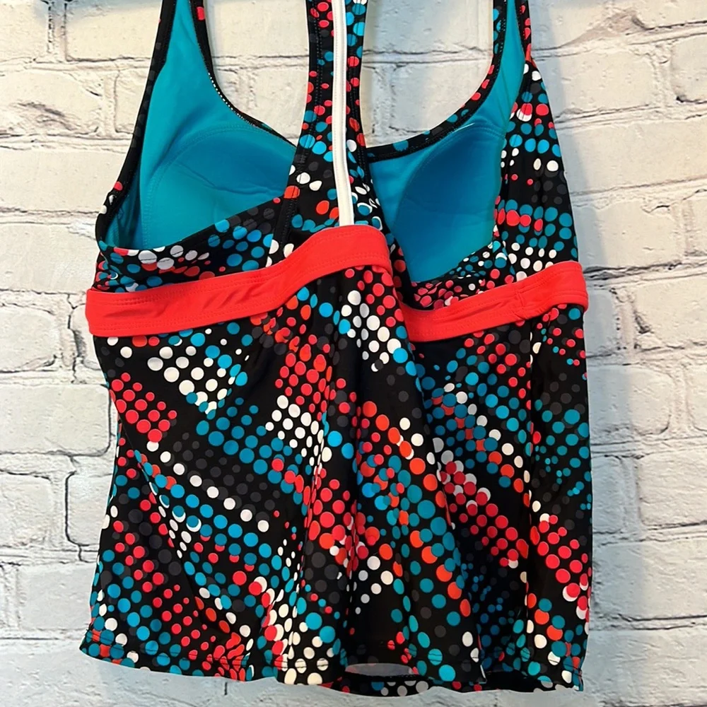 Danskin Blue Black Pink Tankini Swimsuit Top Size XL Size 16-18